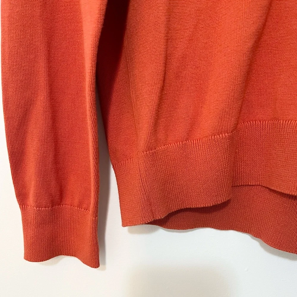 Lands' End Men's Orange Classic 100% Supima Cotton V-Neck Sweater Size M (38-40)